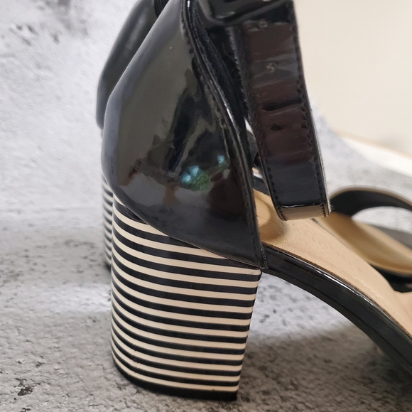 Chinese Laundry Judy Block Heel Sandals Black and White Striped Size 7.5 EUC - Picture 5 of 10